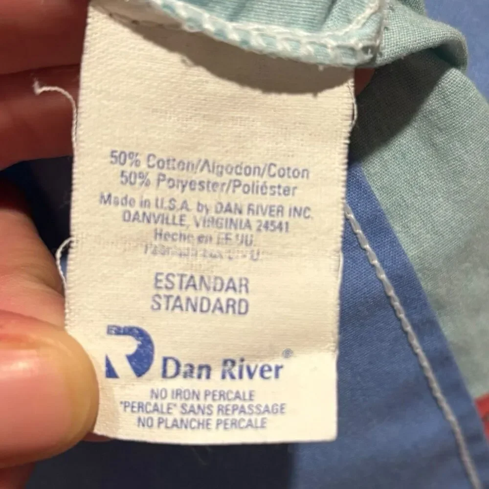 Vintage Olive Kids Boats Pillowcase Dan River 2000 Nautical Ships Buoys USA